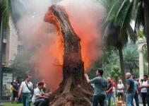 corte de árvores em praça de Campinas