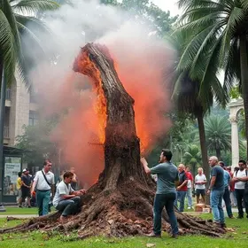 corte de árvores em praça de Campinas