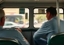 homem empurrado contra ônibus