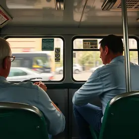homem empurrado contra ônibus