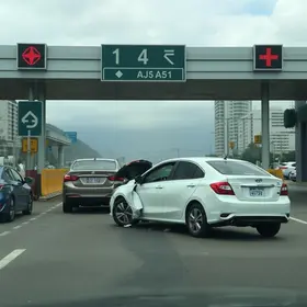 carro derruba teto de pedágio