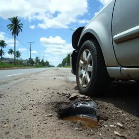 carro caiu em buraco