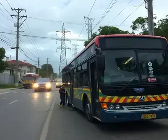 ônibus bate em poste